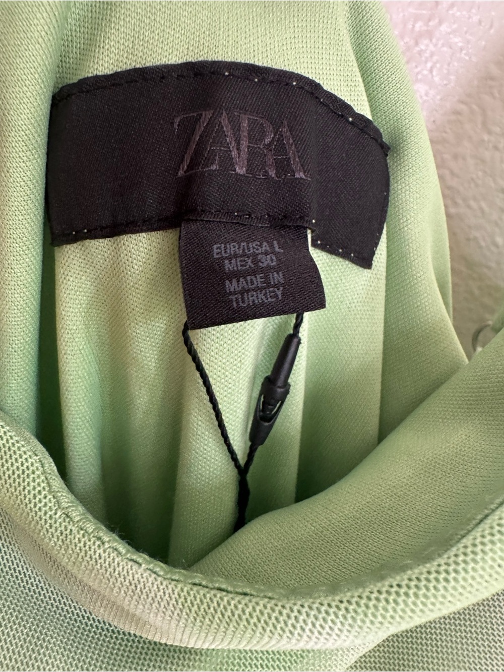 Zara Sheer Draped Midi Dress in Light Green - Picture 8 of 8